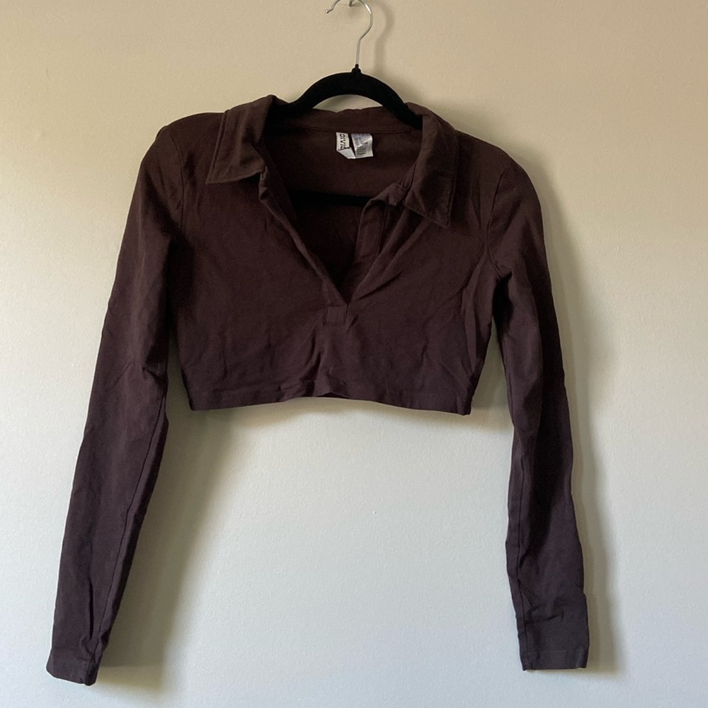 Cropped Collared Long Sleeves